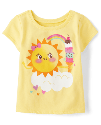 Camiseta con estampado de sol para bebés y niñas pequeñas