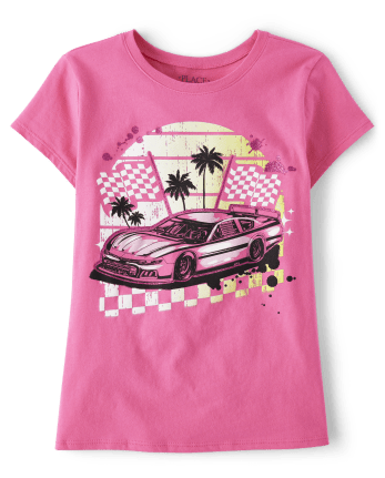 素晴らしい外見 Girls The | PINK - Tee Graphic Racecar Sleeve Short トップス