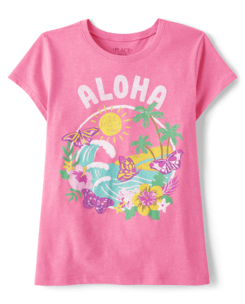 Girls Aloha Graphic Tee