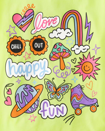 Camiseta de niñas con gráfico Happy Icon
