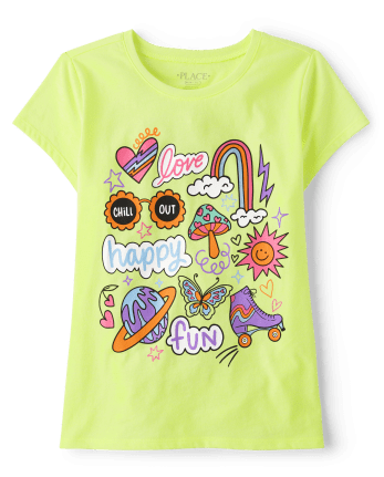 Camiseta de niñas con gráfico Happy Icon
