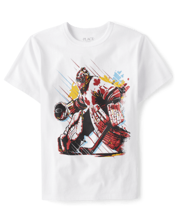 T-shirt imprimé joueur de hockey garçon