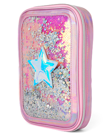 Girls Rainbow Sequin Shakey Star Pencil Case