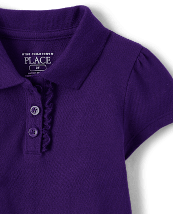 Toddler Girls Uniform Ruffle Soft Stretch Pique Polo 3-Pack - REGAL VIOLET
