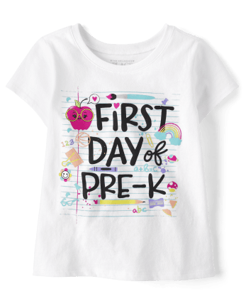 Camiseta con estampado del primer día de prekínder para niñas pequeñas