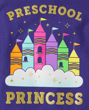 Camiseta con estampado de princesa de preescolar para niñas pequeñas