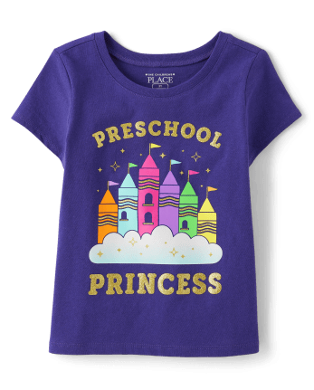 Camiseta con estampado de princesa de preescolar para niñas pequeñas