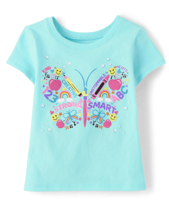 2-Pack Toddler Girl Butterfly/Bee Print Short-sleeve Tee