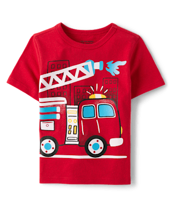 Baby And Toddler Boys Fire Truck Graphic Tee