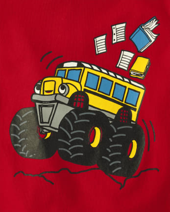 Camiseta con gráfico de autobús escolar Monster Truck para bebés y niños pequeños