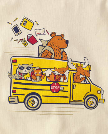 Camiseta con gráfico de autobús escolar para bebés y niños pequeños