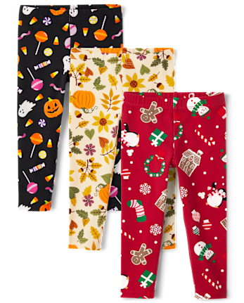 Toddler Girls Holiday Leggings 3-Pack