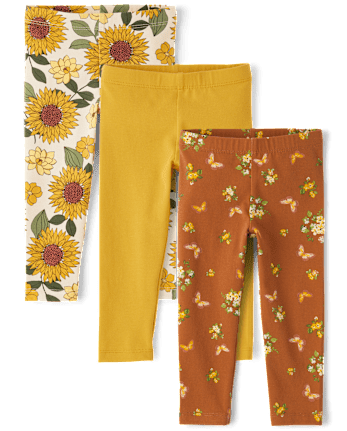 Toddler Girls Sunflower Leggings 3-Pack