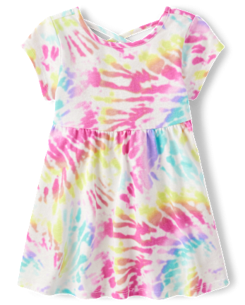 Vestido con espalda cruzada y estampado para bebés y niñas pequeñas