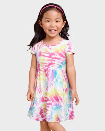 Vestido con espalda cruzada y estampado para bebés y niñas pequeñas