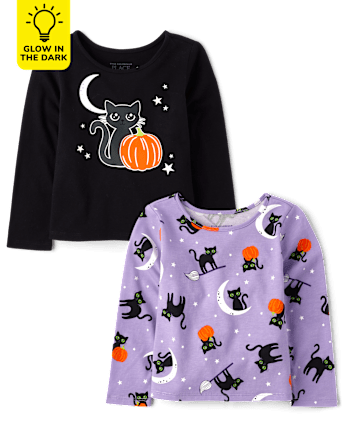 Toddler Girls Cat Top 2-Pack