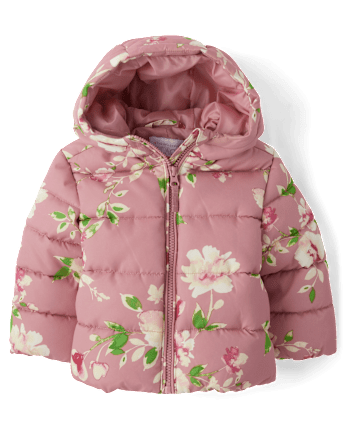 Toddler Girls Long Sleeve Print Puffer Jacket PINK The Children s Place