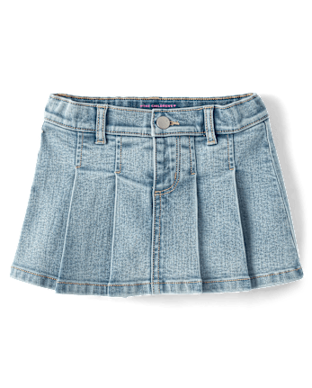 Toddler Girls Pleated Denim Skort