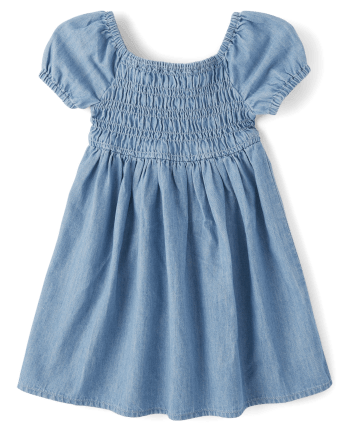Toddler Girls Chambray Smocked Dress