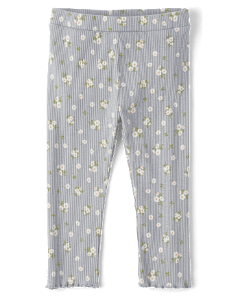 Toddler Girls Floral Ribbed Leggings