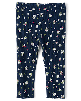 Toddler Girls Floral Ribbed Leggings