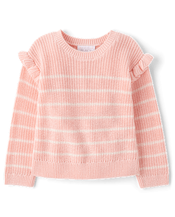 Toddler Girls Striped Flutter Sweater