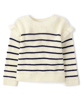 Toddler Girls Striped Flutter Sweater