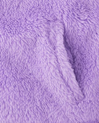Sudadera con capucha y cremallera de sherpa con osito para niñas pequeñas