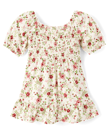 Baby And Toddler Girls Floral Smocked Ruffle Dress