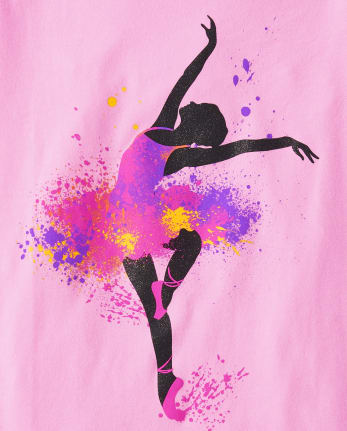 Girls Paint Splatter Ballerina Graphic Tee