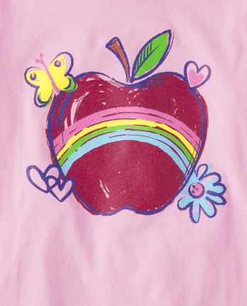 Girls Apple Rainbow Graphic Tee