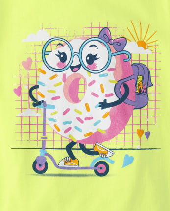 Girls Doughnut Scooter Graphic Tee