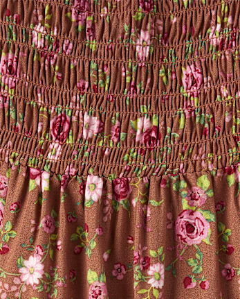 Vestido fruncido floral para bebés y niñas pequeñas