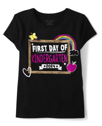 Camiseta gráfica para niñas del primer día de jardín de infantes