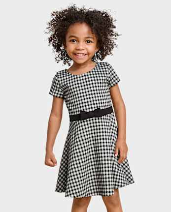 tout-petit, fille Gingham Robe évasée
