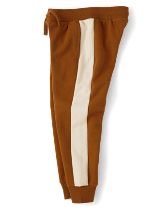 Pantalones jogger de polar con rayas laterales para niños