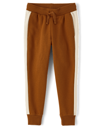 Pantalones jogger de polar con rayas laterales para niños