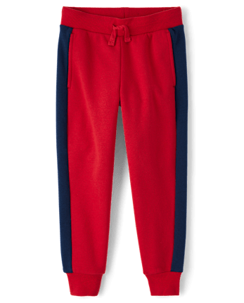 Boys Side Stripe Fleece Jogger Pants RED The Children s Place