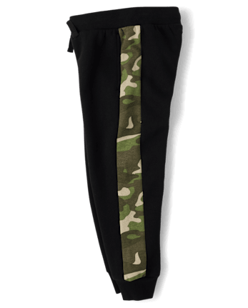 Pantalones jogger de polar con rayas laterales de camuflaje para niños