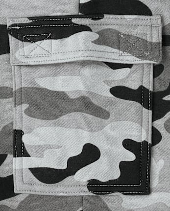 Boys Camo Premium Fleece Cargo Jogger Pants