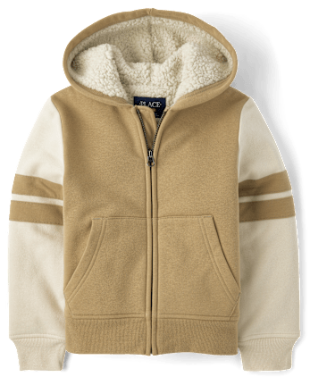 Boys Colorblock Fleece  Sherpa Lined Zip Up Hoodie