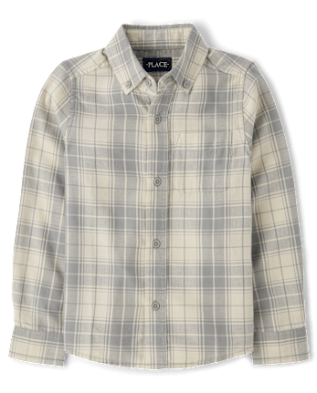 Boys Plaid Flannel Button Up Shirt