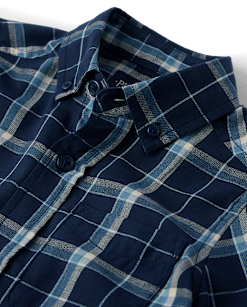 Chemise boutonnée en flanelle à carreaux pour garçon