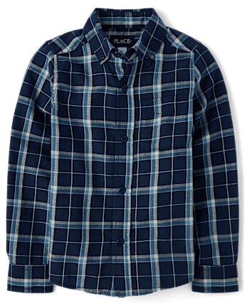 Chemise boutonnée en flanelle à carreaux pour garçon