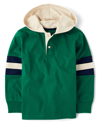 Top henley a rayas con capucha para niños