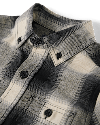 Chemise boutonnée en flanelle à carreaux pour garçon