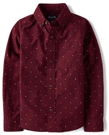 Camisa con botones de popelina estampada para niños