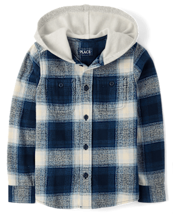 Boys Plaid Flannel Hooded Top