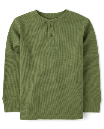 Camiseta termica Henley de manga larga para ninos TRULY OLIVE The Children s Place