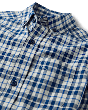 Chemise boutonnée en popeline à carreaux pour garçon